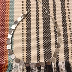 Square silver women’s necklace